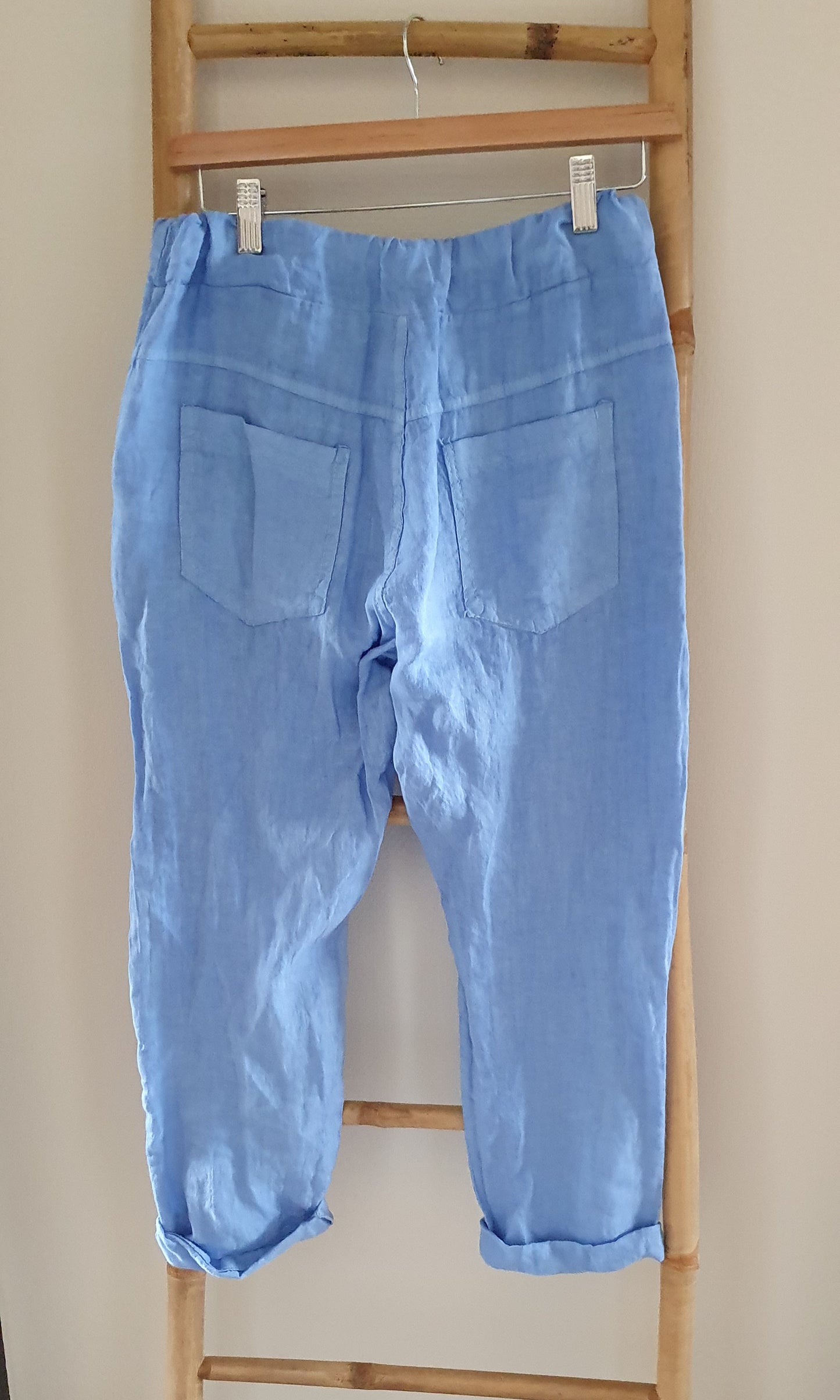Pantalon lin bleu ciel