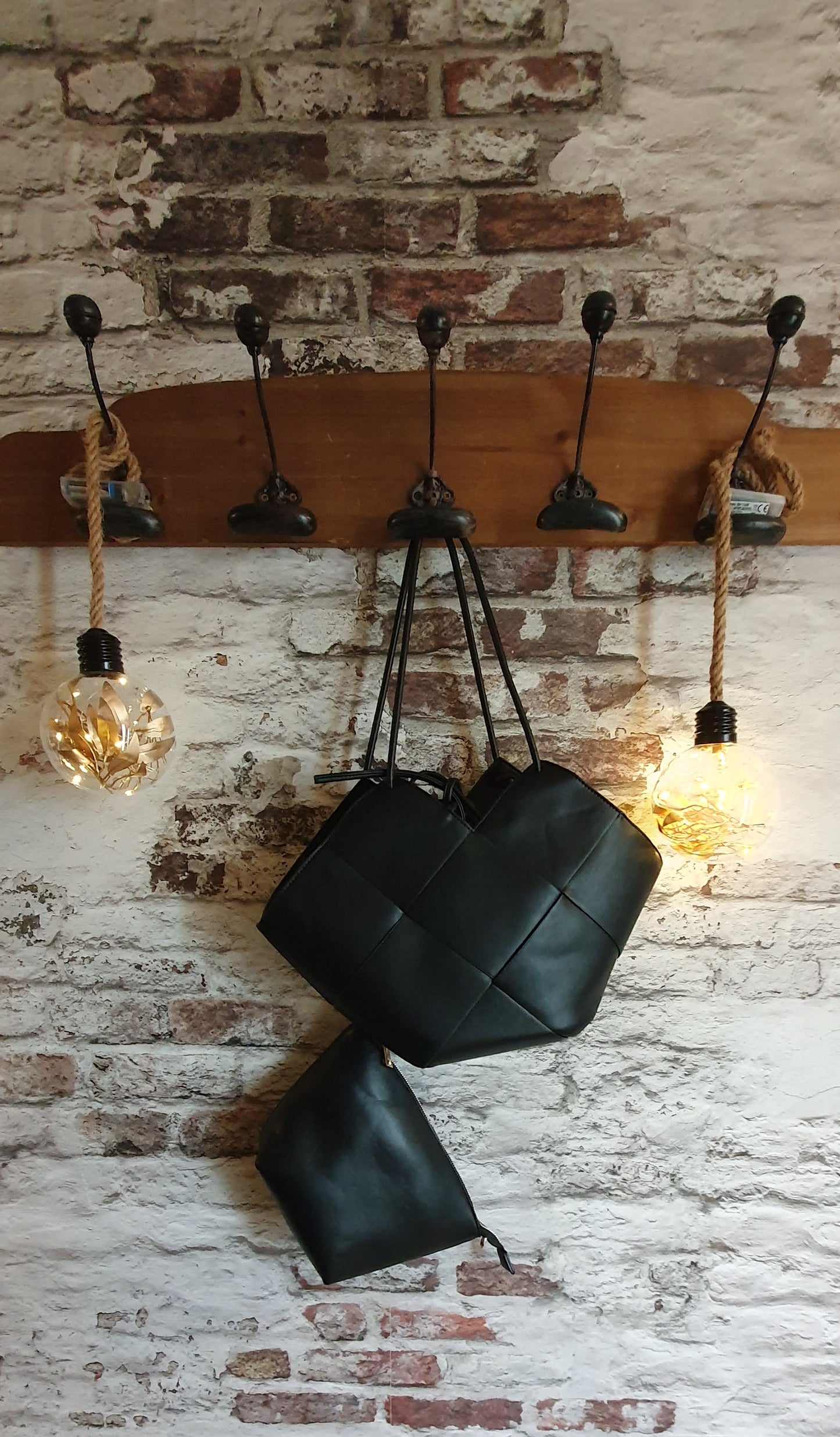 Sac shopper en faux cuir tissé