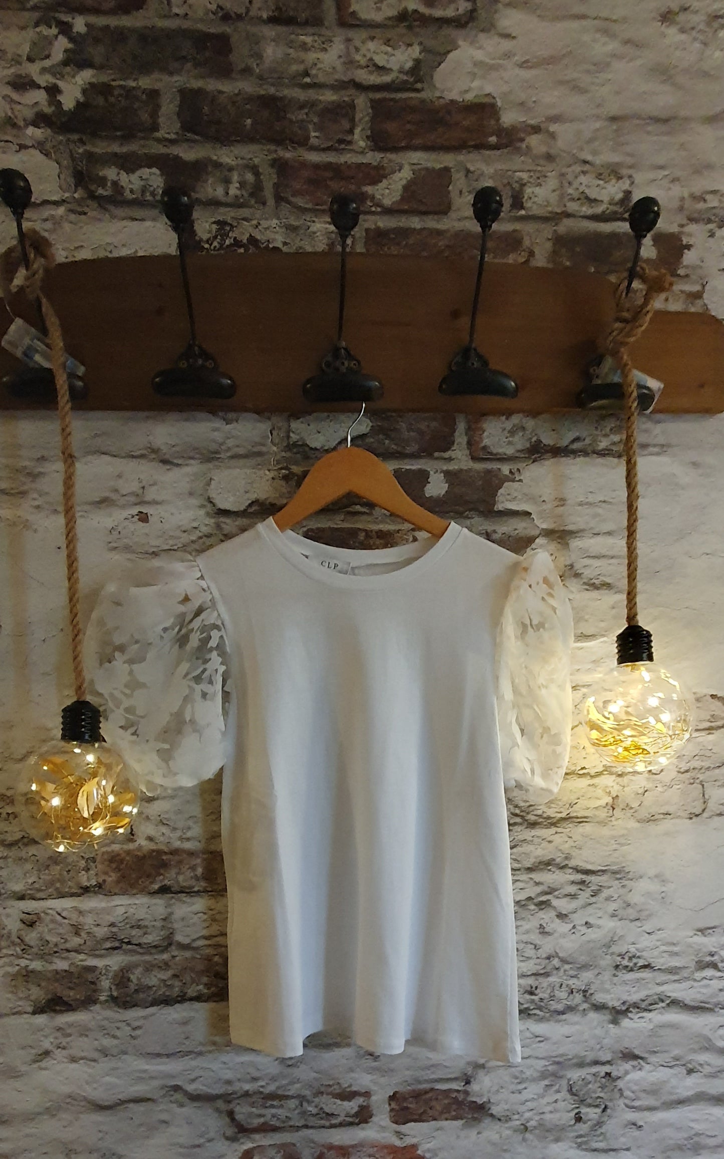 Tee-shirt blanc manches organza