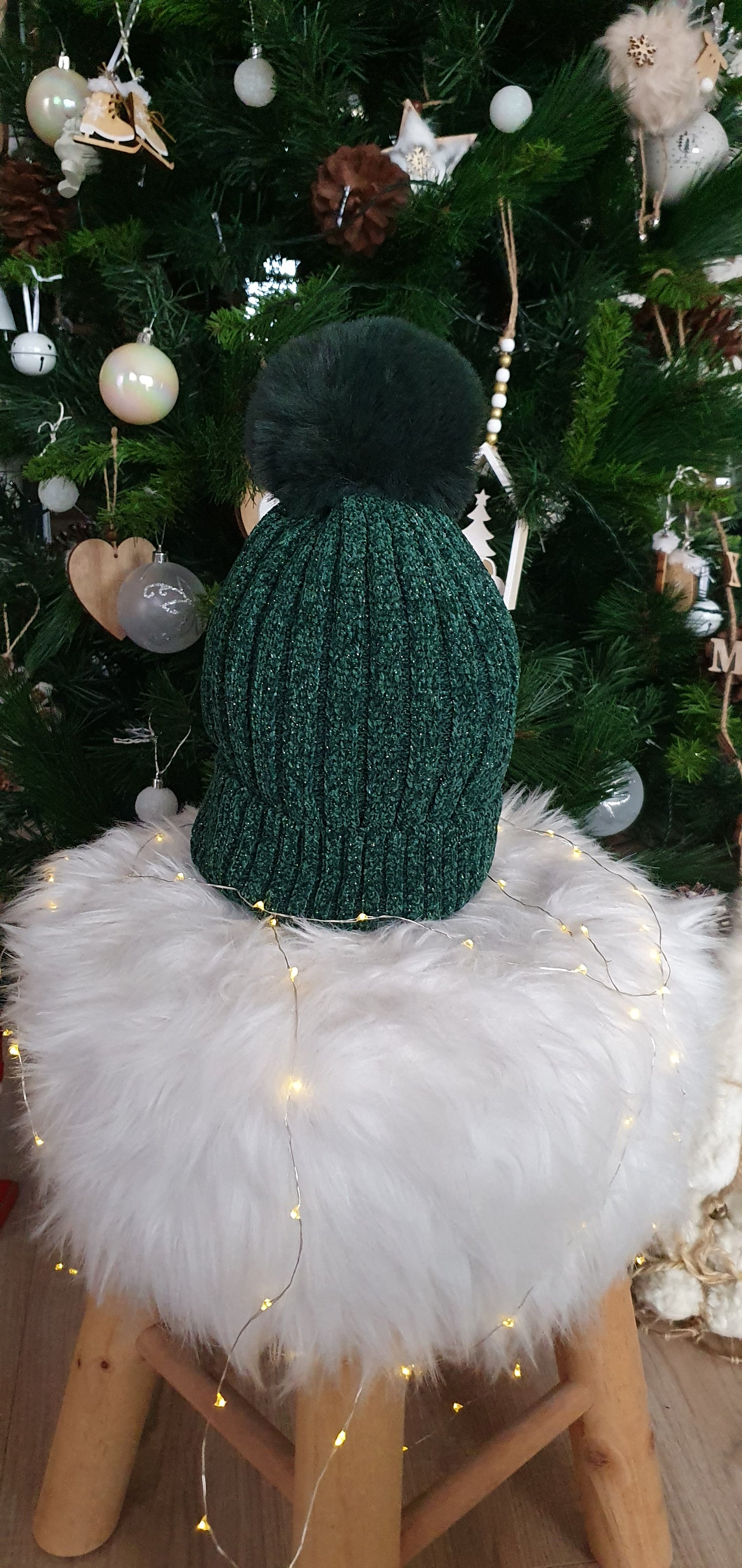 Bonnet pompon vert