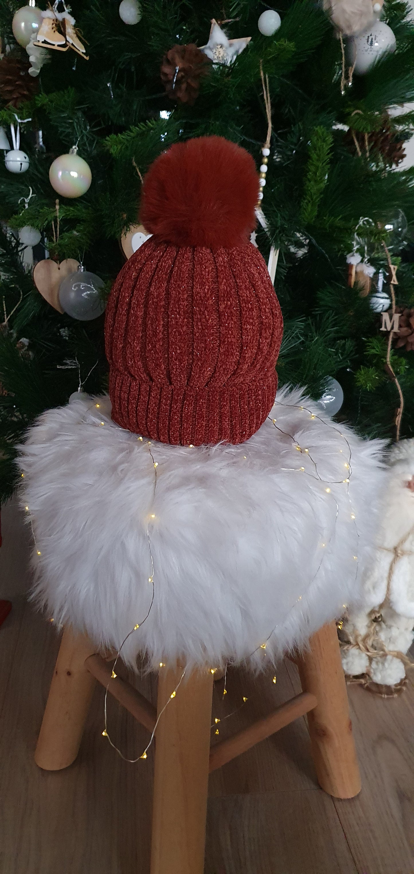 Bonnet pompon Terracotta femme