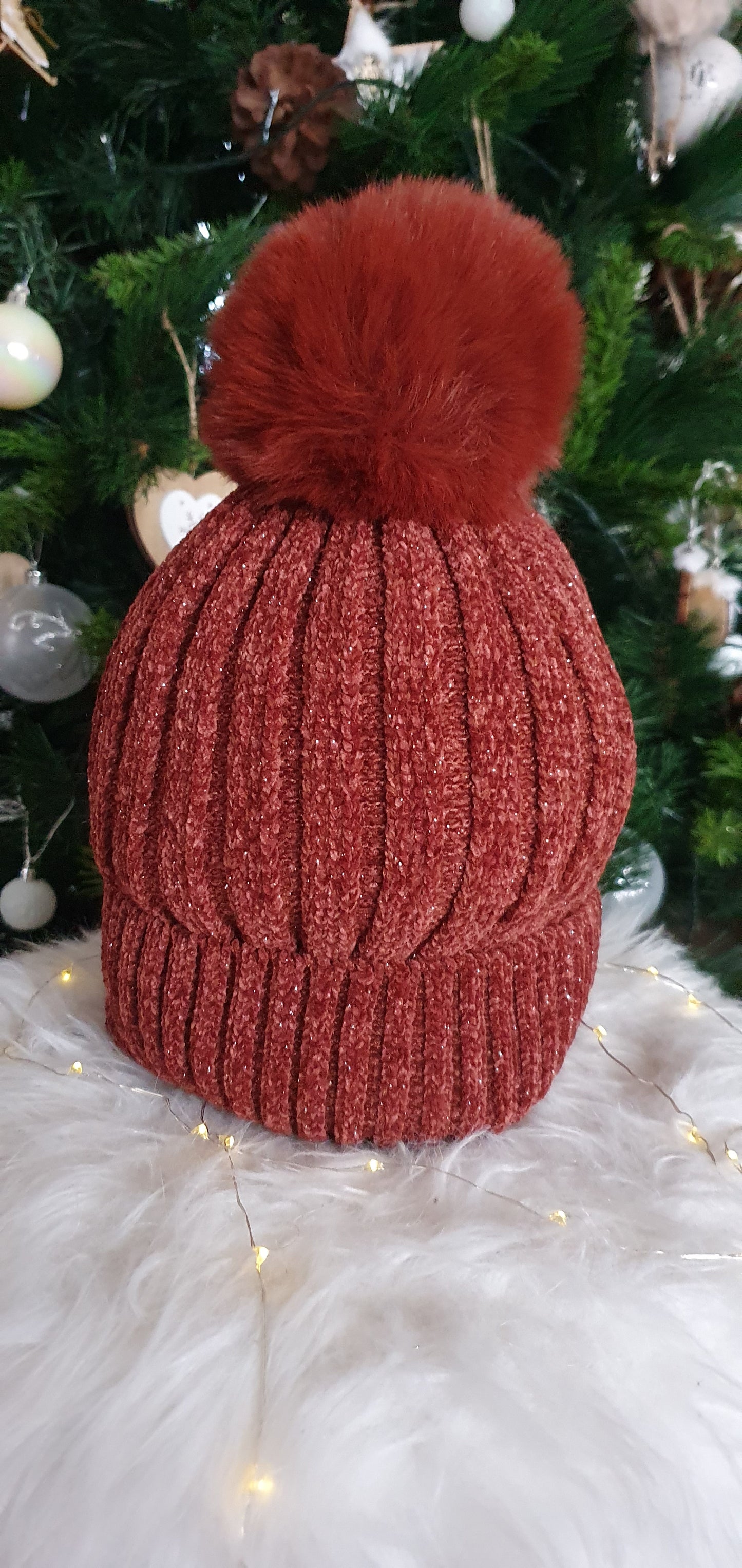 Bonnet pompon Terracotta femme