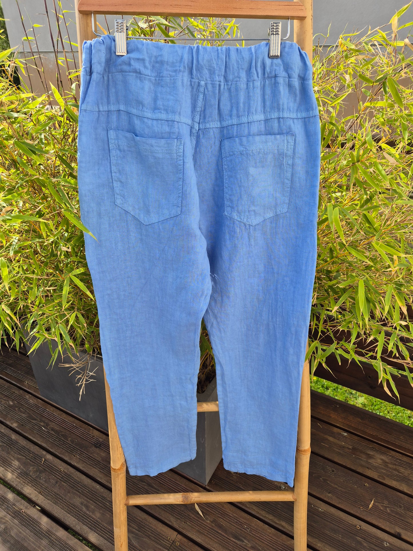 Pantalon lin bleu ciel