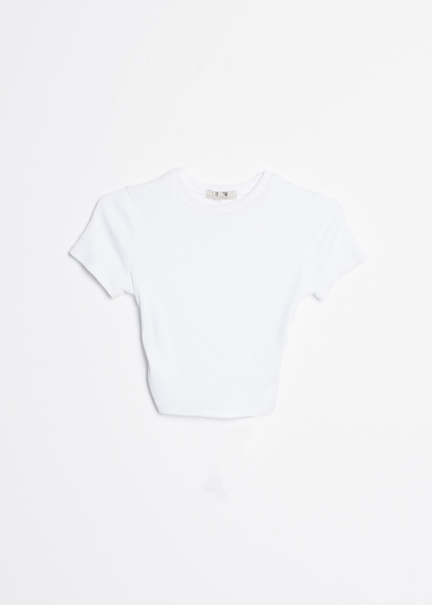 Tee-shirt blanc dessus arrière découpé