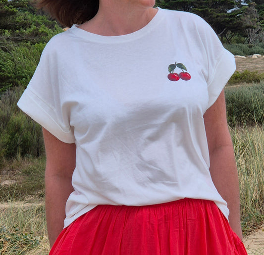 Tee-shirt Cerise blanc