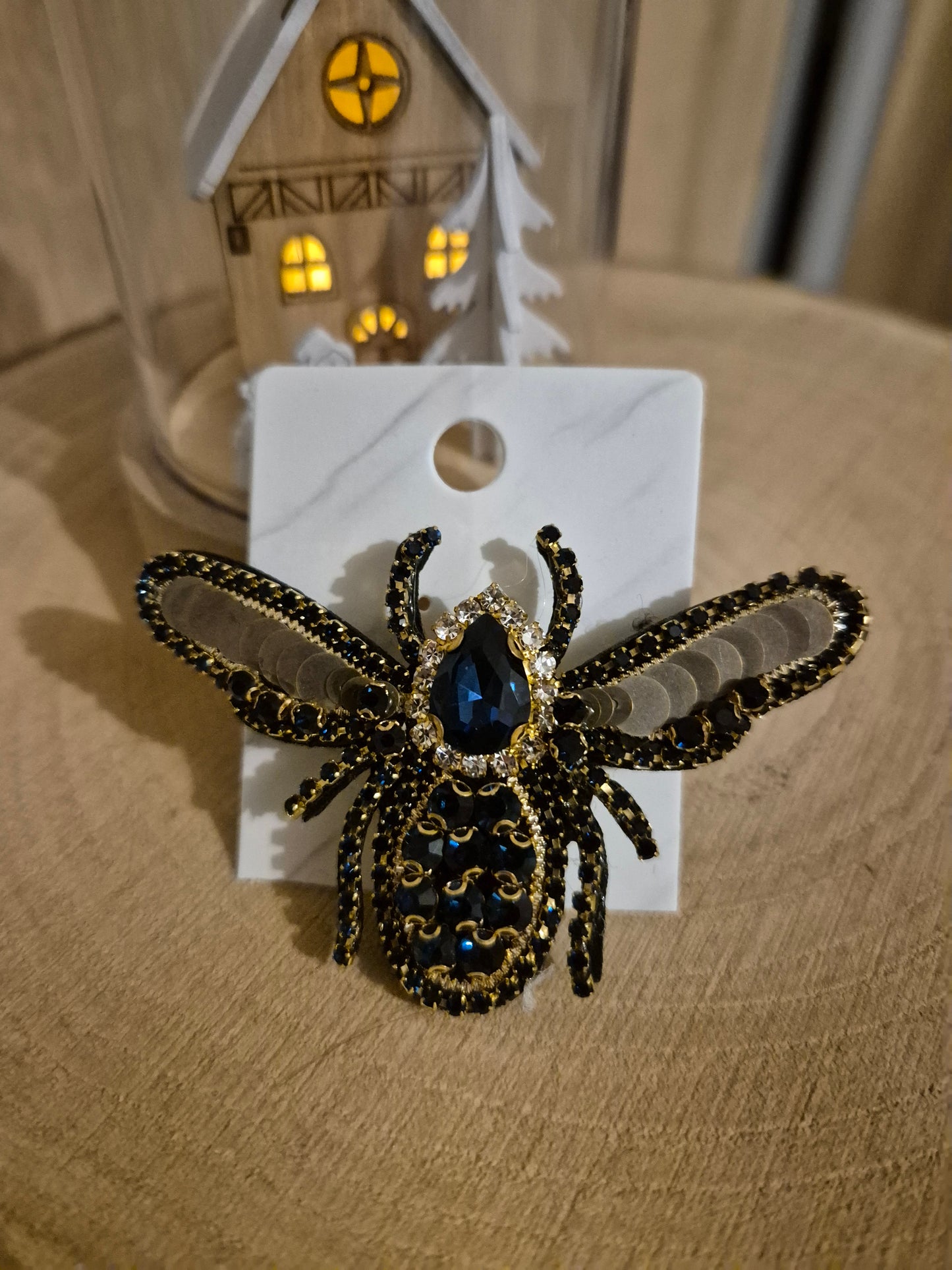 Broche scarabée bleu/doré