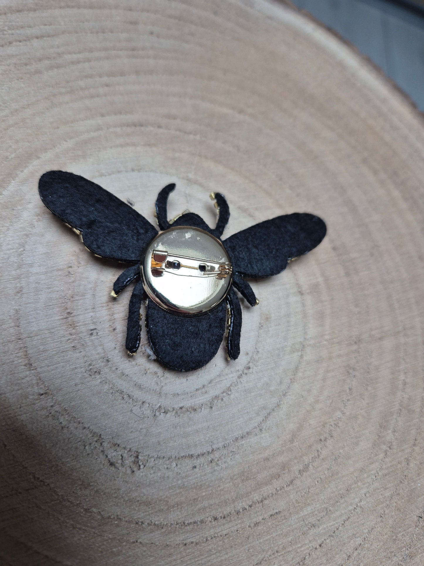 Broche scarabée bleu/doré