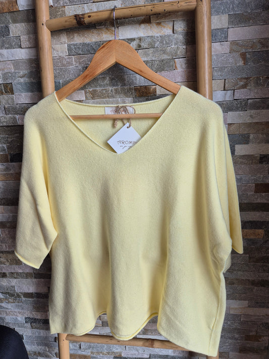 Pull  jaune  pastel manches courtes