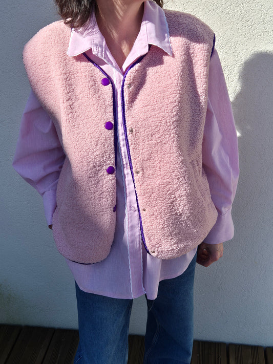 Gilet rose pastel sans manches