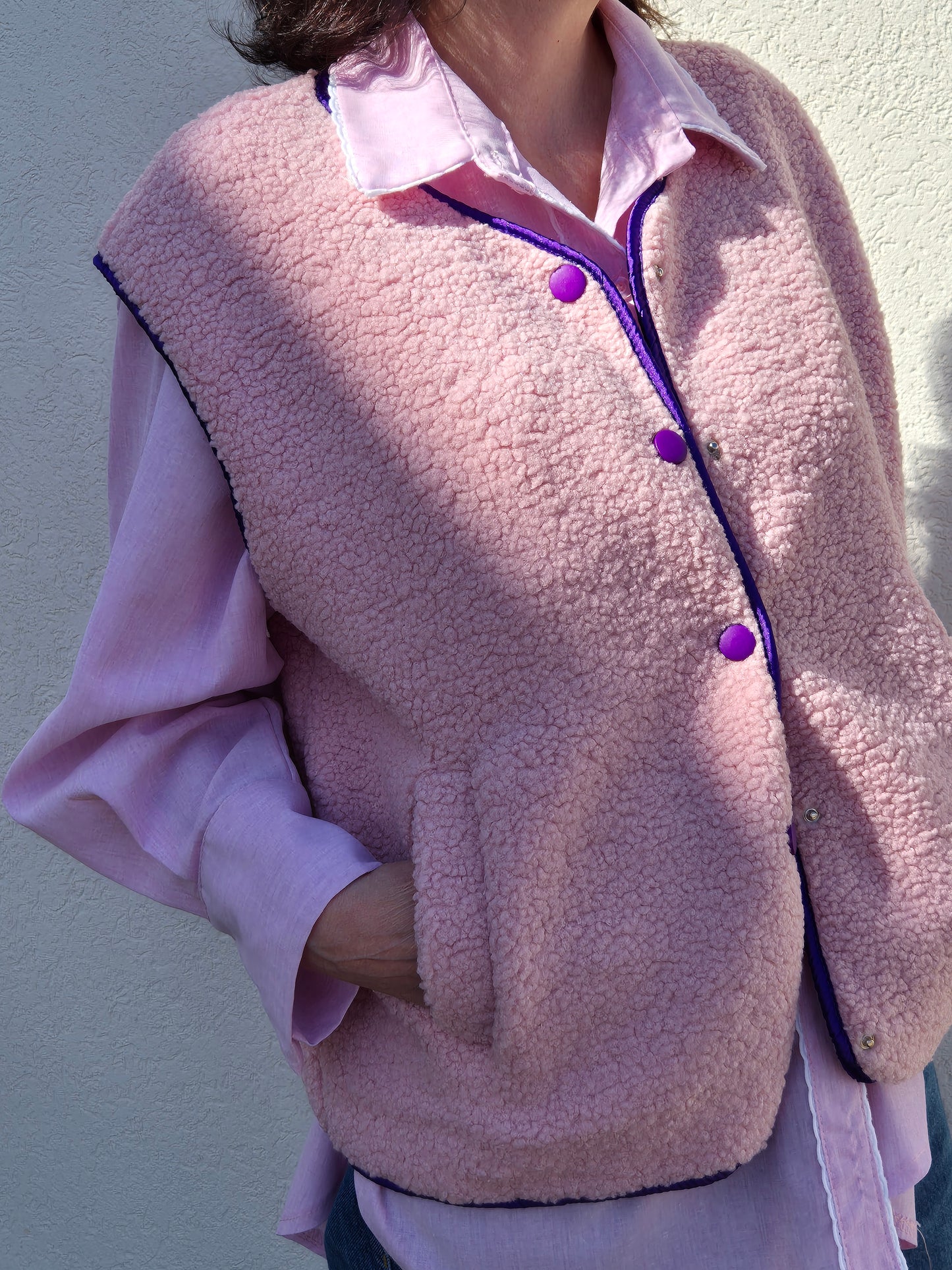 Gilet rose pastel
