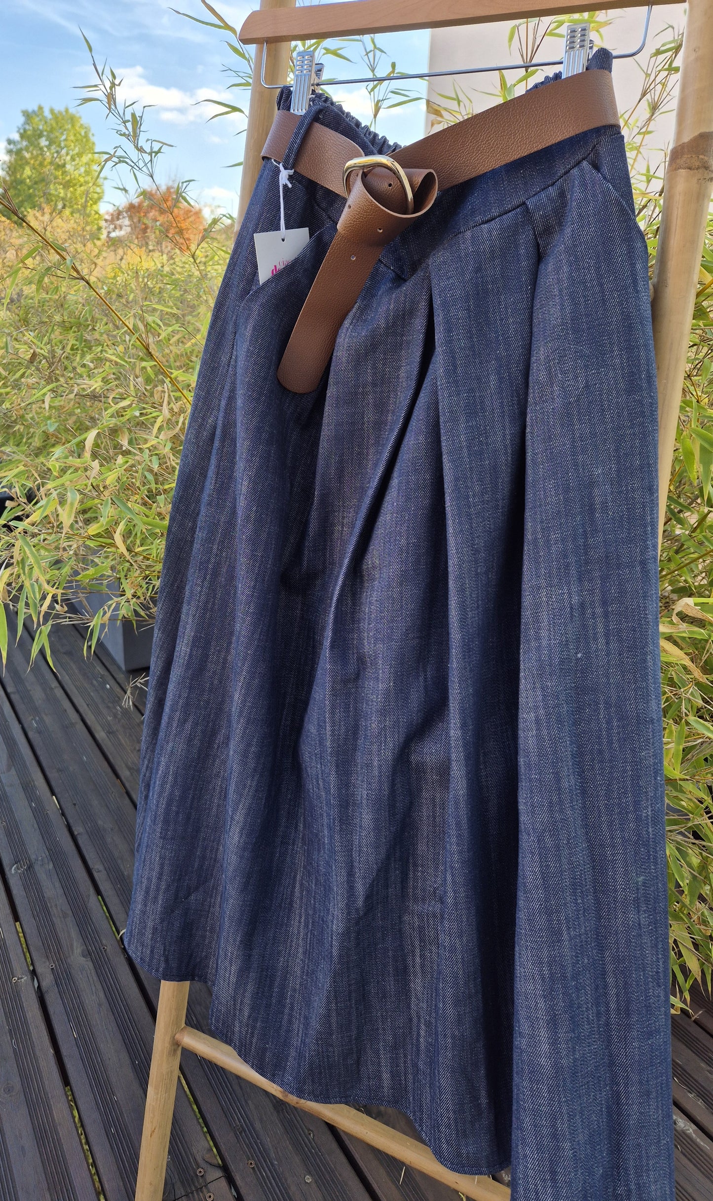 Jupe longue bleu jean