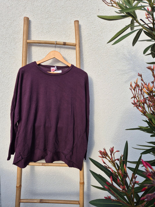 Tee-shirt Lou col rond Prune