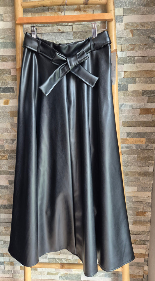 Jupe longue en simili cuir