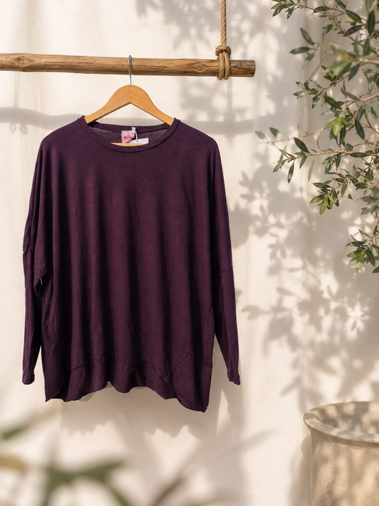 Tee-shirt Lou col rond Prune